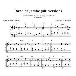 ballet class sheet music for a rond de jambe for children