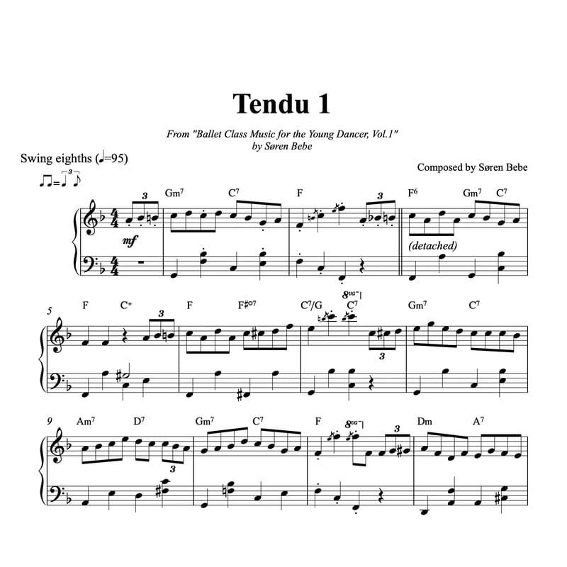 Paper Doll (Tendu)  Piano Sheet Music for Ballet Classes (PDF)