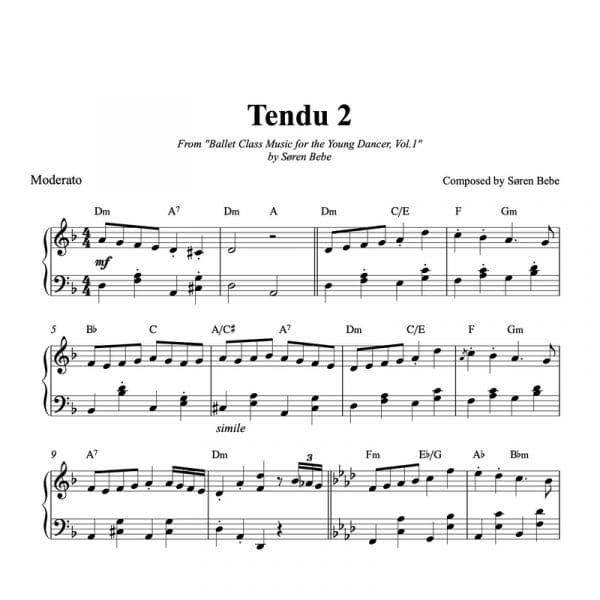 ballet class score for tendu kids exercise