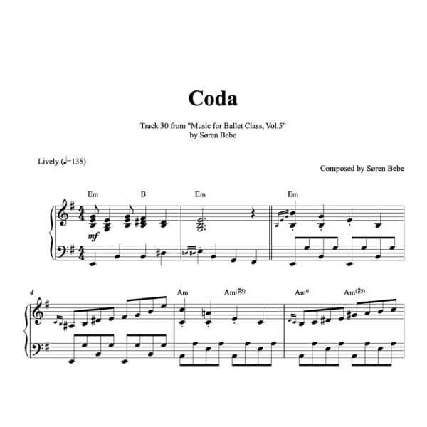 coda ballet class sheet music