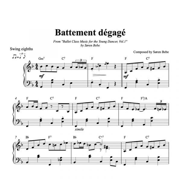 piano score for battement degage