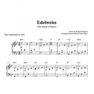 piano sheet music for edelweiss from the sound of music