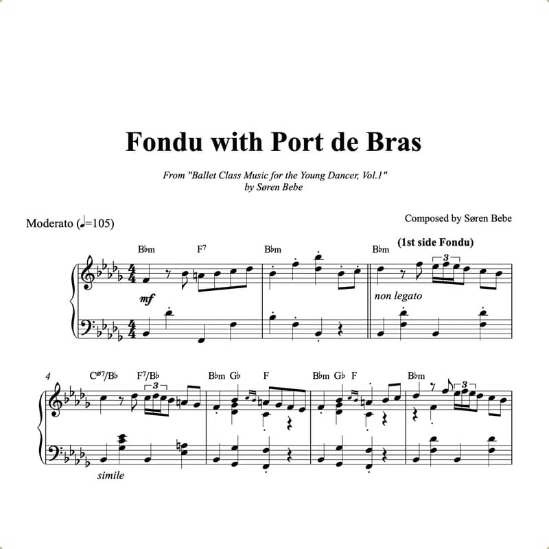 Fondu with port de bras - Original piano sheet music for ballet class