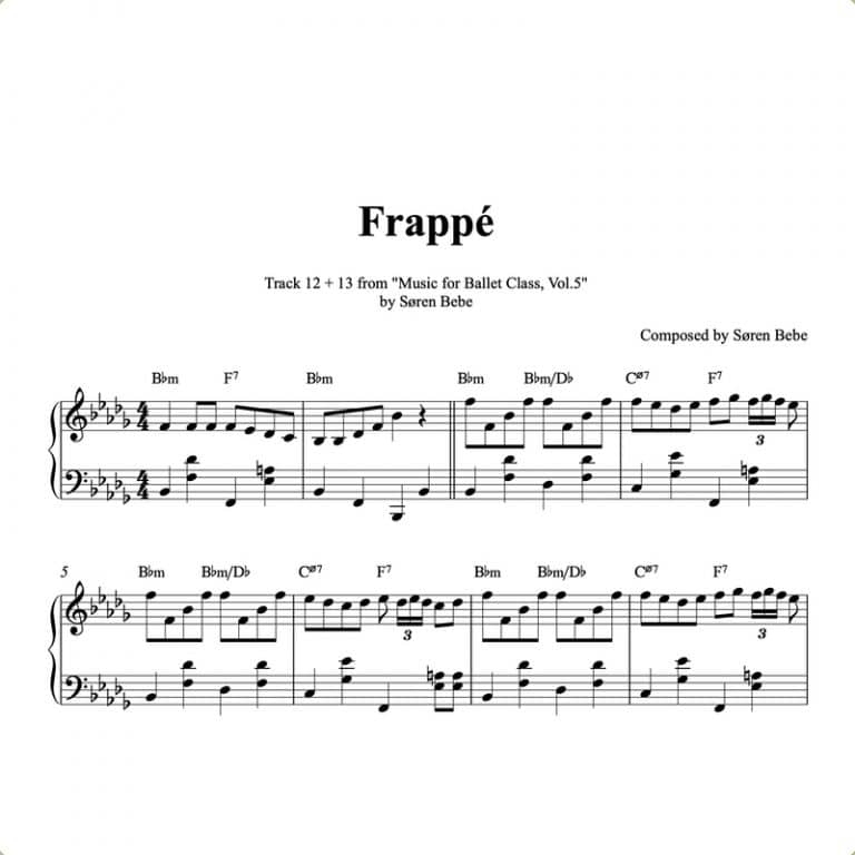 Frappé (slow/medium tempo) – Piano sheet music for ballet class (PDF)