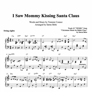 piano sheet music for the christmas song I saw mommy kissing santa claus