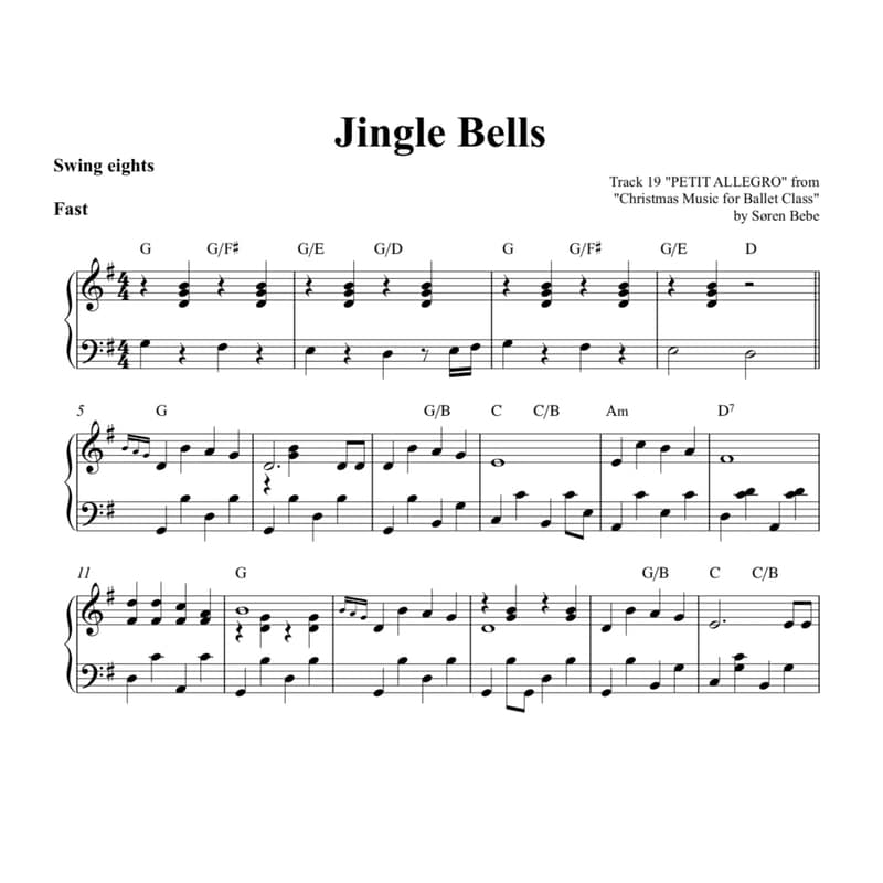 Jingle Bells (Petit allegro) - Christmas Sheet Music for Ballet Class (PDF)