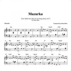 ballet class sheet music for a mazurka