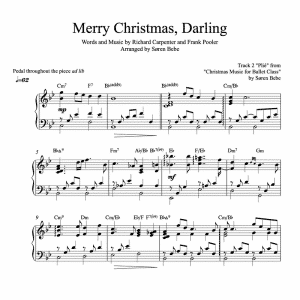 piano sheet music for the song "Merry Christmas, Darling" by the Carpenters