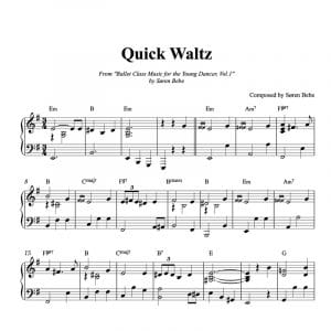 piano ballet class sheet music for a quick waltz