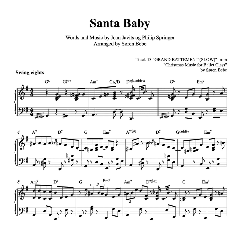 Oh Holy Night (Adagio) Christmas Sheet Music for Ballet Class (PDF)