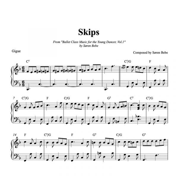 ballet class piano sheet music for skips