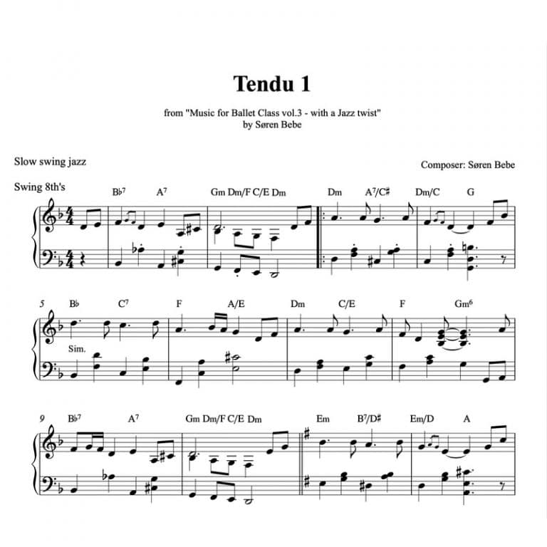 Complete Sheet Music for "Music for Tap Dance" by Søren Bebe.