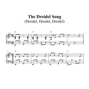 easy to play piano sheet music for the Holiday song i have a little Dreidel