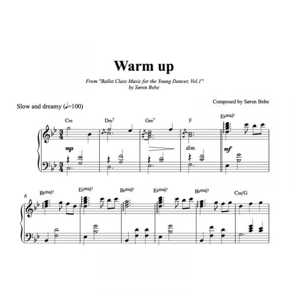 sheet music for ballet class warm up kids exercise