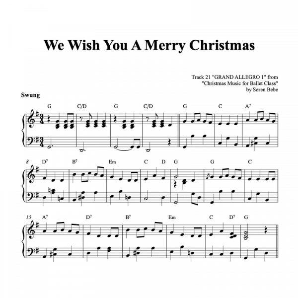 piano sheet music for we wish you a merry christmas
