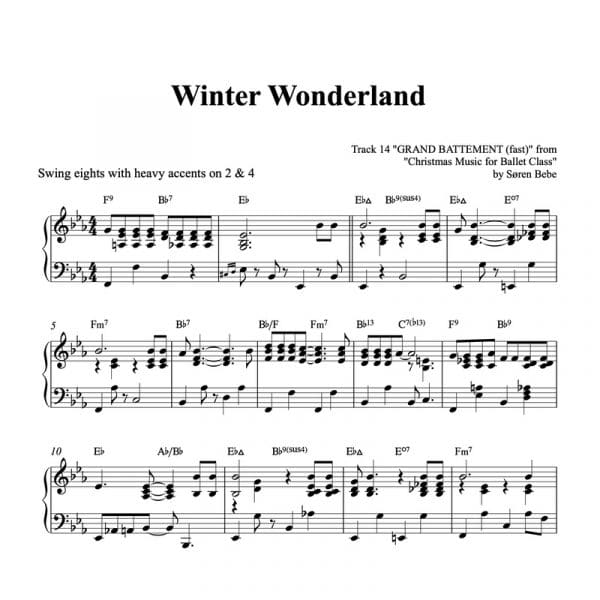 piano sheet music for the Christmas song Winter Wonderland PDF download