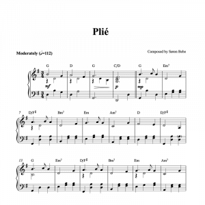 piano sheet music for plié by soren bebe