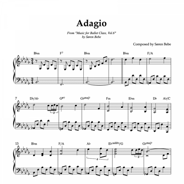 ballet class sheet music for adagio soren bebe