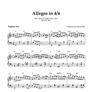 ALLEGRO IN 4/4 | Ballet Class Sheet Music | From "Music for Ballet Class, Vol.6" by Søren Bebe (PDF)