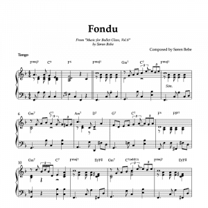 FONDU (TANGO) | Ballet Class Sheet Music | From "Music for Ballet Class, Vol.6" by Søren Bebe (PDF)