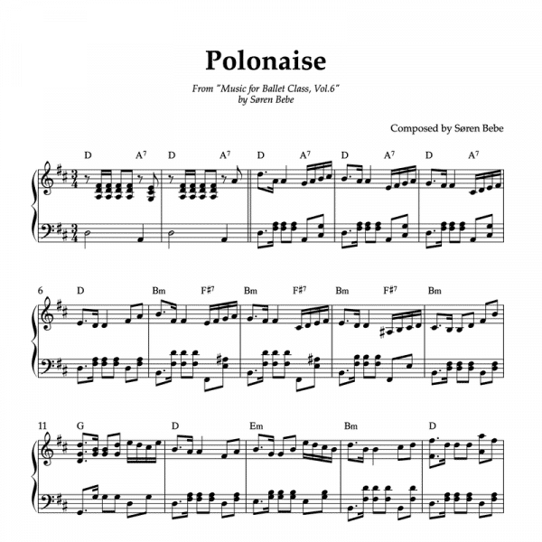 polonaise piano sheet music for ballet