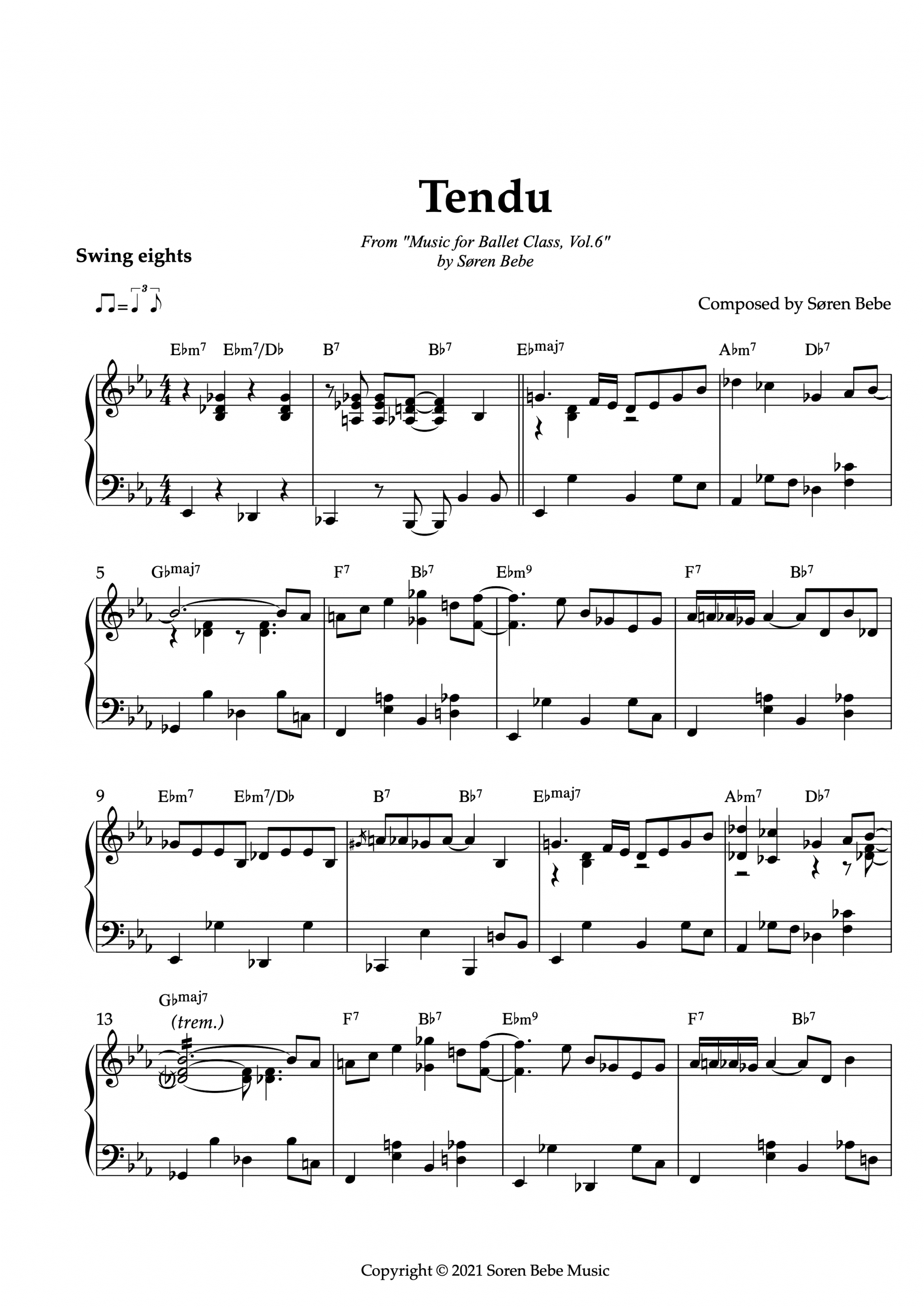 Complete sheet music for Music for Ballet Class, Vol.6 by Søren Bebe