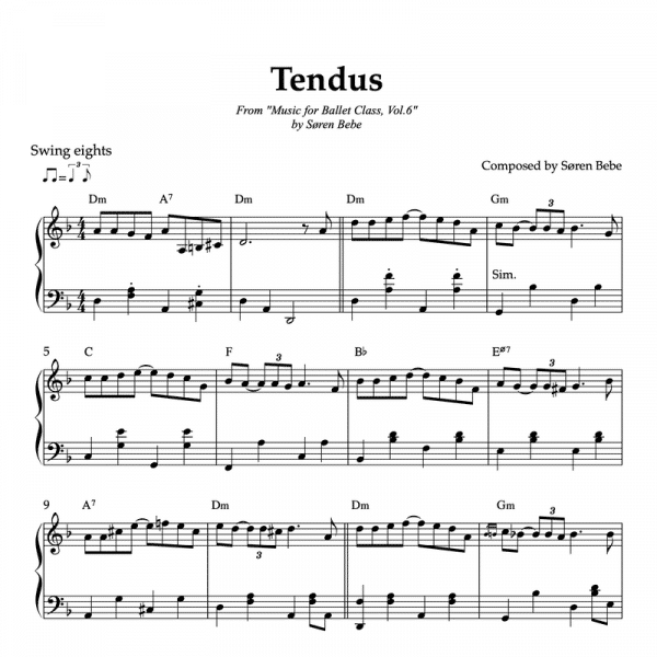 jazz inspired tendu sheet music for ballet vol.6