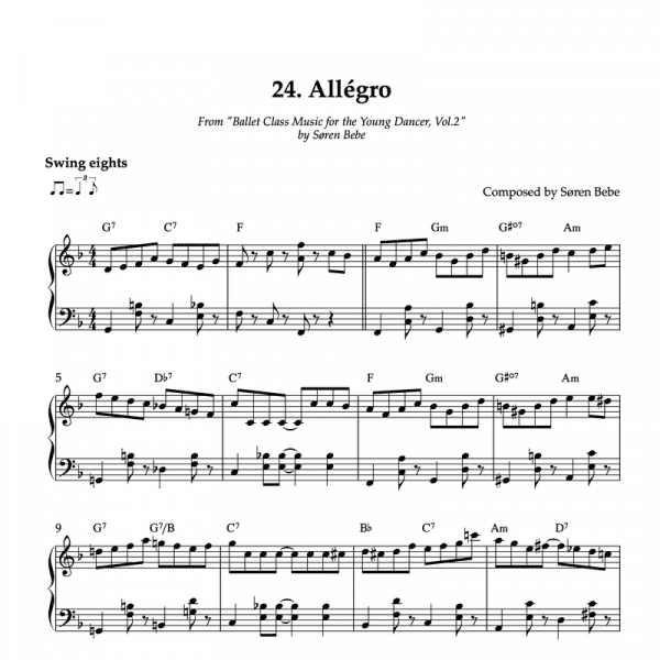 piano sheet music for allegros