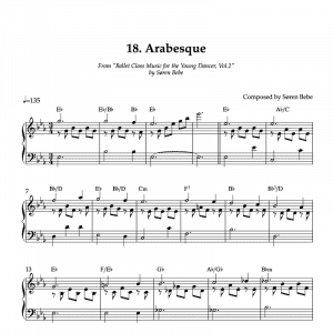 ARABESQUE | Piano Sheet Music for Children's Ballet Classes | From "Ballet Class Music for the Young Dancer, Vol.2" by Søren Bebe (PDF)