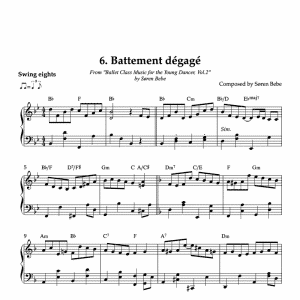 Battement dégagé piano sheet music for children's ballet class