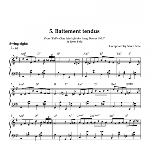 battement tendu piano sheet music