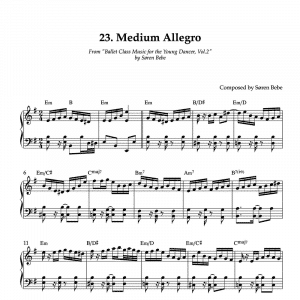 piano sheet music for medium allegro ballet class exercise