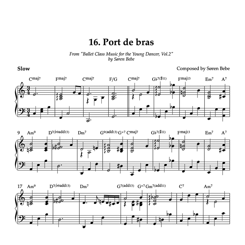 PORT DE BRAS  Piano Sheet Music for Children's Ballet Classes (PDF)