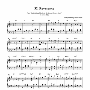 REVERENCE | Piano Sheet Music for Children's Ballet Classes | From "Ballet Class Music for the Young Dancer, Vol.2" by Søren Bebe (PDF)