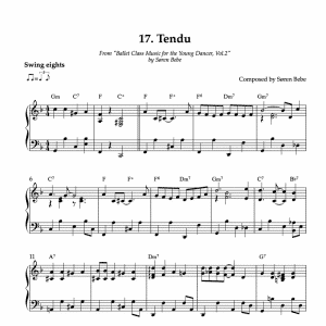 TENDU | Piano Sheet Music for Children's Ballet Classes | From "Ballet Class Music for the Young Dancer, Vol.2" by Søren Bebe (PDF)