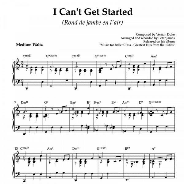 I can't get started - piano sheet music for ballet class rond de jambe en lair exercise