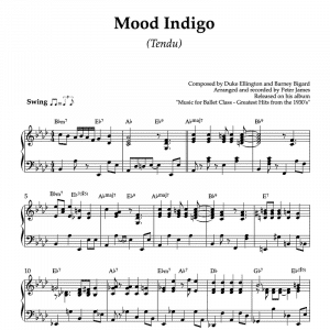 Mood indigo - piano sheet music for ballet class tendu exercise