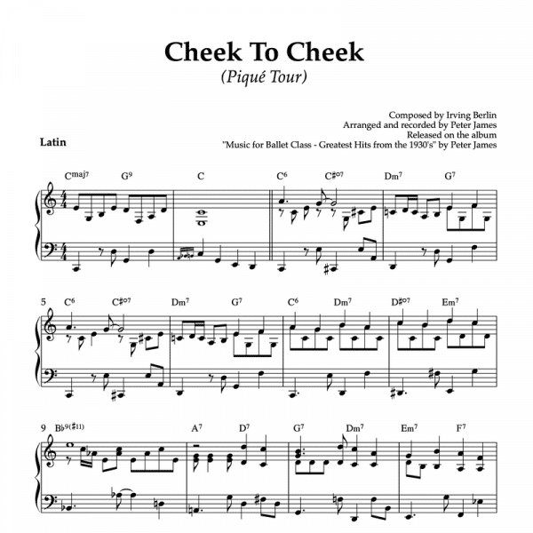 cheek to cheek piano sheet music for ballet class pique tour exercise