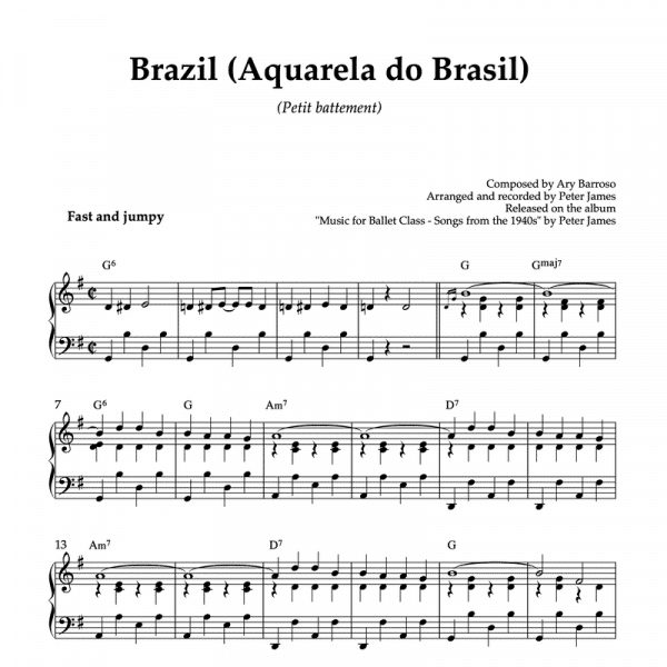 piano arrangement of the song brazil