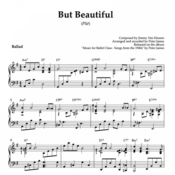 piano sheet music for jimmy van heusen's but beautiful