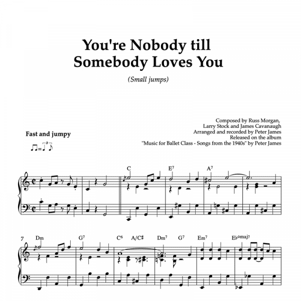 piano sheet music for you're nobody till somebody loves you