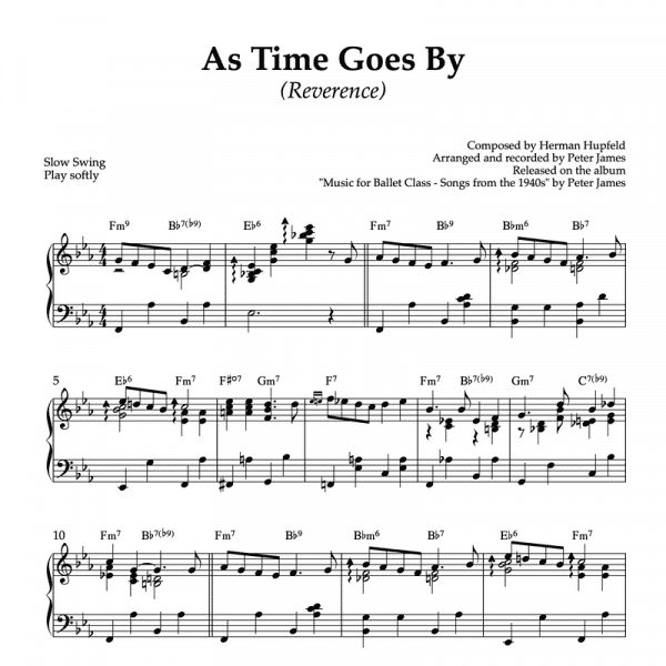 As Time Goes By (Herman Hupfeld) (Reverence) | Piano Sheet Music for Ballet Classes (PDF)