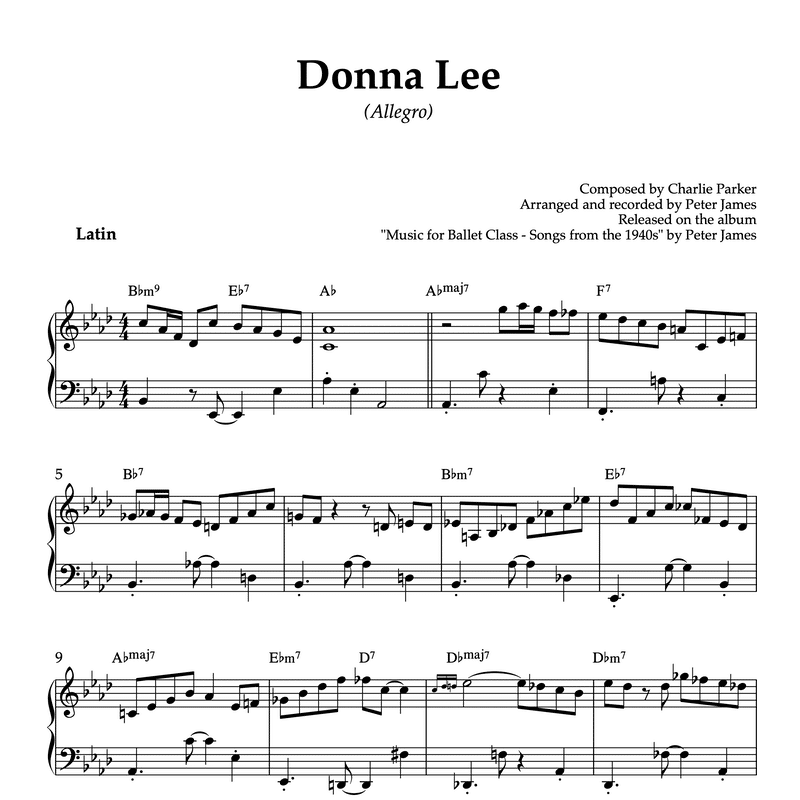 Donna Lee (Allegro) | Piano Sheet Music for Ballet Classes (PDF)