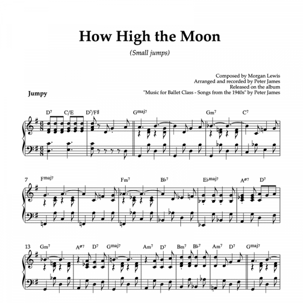 How High the Moon (Small jumps in 6/8) | Piano Sheet Music for Ballet Classes (PDF)