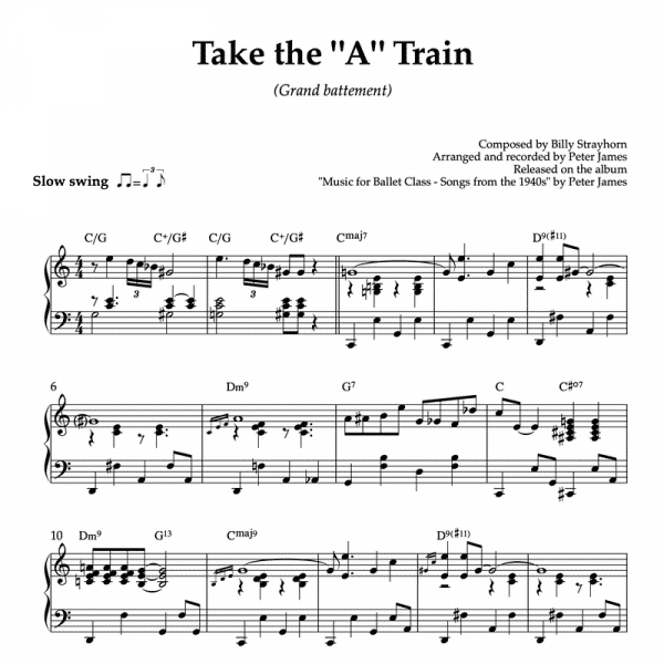 piano sheet music for take the a train