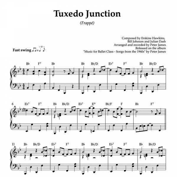 piano sheet music for tuxedo junction