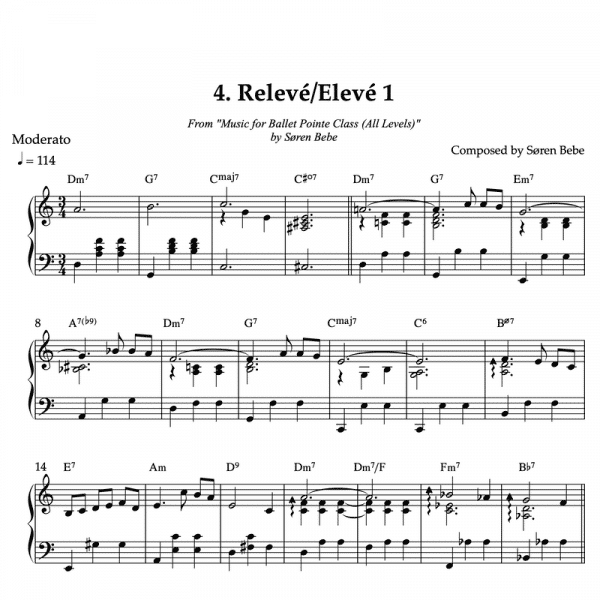 sheet music for releve pointe exercise