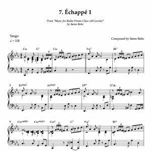 piano sheet music for echappe pointe class exercises