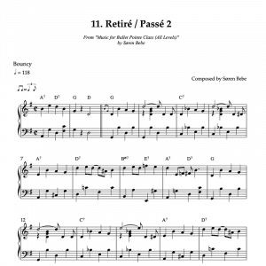 piano sheet music for retire pointe exercises