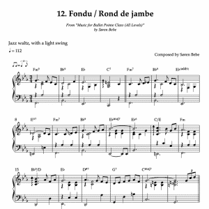 a preview of a piano score for fondu/rond de jambe ballet class exercises
